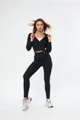 Lesa Wear Fitilli Kapüşonlu Içi Polarlı Yumuşacık Şardonlu Kaşkorse Crop Sweatshirt Hırka - 5