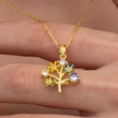 Himarry Gümüş Gold Renkli Hayat Ağacı Kadın Kolye thumbnail 1