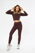 Lesa Wear Fitilli Kapüşonlu Içi Polarlı Yumaşacık Şardonlu Kaşkorse Crop Sweatshirt thumbnail 2