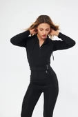 Lesa Wear Fitilli Kapüşonlu Içi Polarlı Yumuşacık Şardonlu Kaşkorse Crop Sweatshirt Hırka - 3