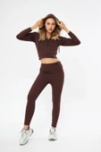 Lesa Wear Fitilli Kapüşonlu Içi Polarlı Yumaşacık Şardonlu Kaşkorse Crop Sweatshirt thumbnail 1
