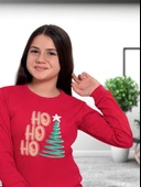 Baskılı Pamuk Kız Çocuk Yeni Yıl Pijama Takımı (Ho ho ho) - 3
