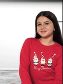 Baskılı Pamuk Kız Çocuk Yeni Yıl Pijama Takımı (Noel Baba) thumbnail 3