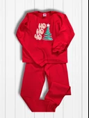 Baskılı Pamuk Kız Çocuk Yeni Yıl Pijama Takımı (Ho ho ho) - 5