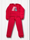 Baskılı Pamuk Kız Çocuk Yeni Yıl Pijama Takımı (Ho ho ho) - 4