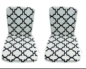 2 Adet Mandaş Midi Sandalye Minderi, Bahçe Sandalye Minderi-Damask Siyah thumbnail 1