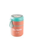 TANTİTONİ PEMBE PASLANMAZ ÇELİK YUVARLAK 2 KATLI PEMBE-YEŞİL PLASTİK KAŞIKLI YEMEK TAŞIMA KABI 710ML - 2