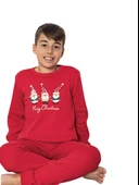 Baskılı Pamuk Erkek Çocuk Yeni Yıl Pijama Takımı (Noel Baba) - 2