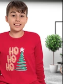 Baskılı Pamuk Erkek Çocuk Yeni Yıl Pijama Takımı (Ho ho ho) thumbnail 3