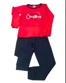 Baskılı Pamuk Erkek Çocuk Yeni Yıl Pijama Takımı (Merry Christmas) - 3