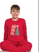 Baskılı Pamuk Erkek Çocuk Yeni Yıl Pijama Takımı (Ho ho ho) thumbnail 2