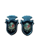 Osmanlı Devlet Arması Damla Etiket Krom Siyah 2'li - 3