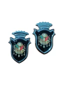 Osmanlı Devlet Arması Damla Etiket Krom Siyah 2'li - 1