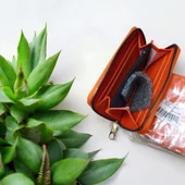 turuncu cüzdan çok bölmeli kapaklı suni deri kadın cüzdan 14 cm thumbnail 4