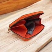 turuncu cüzdan çok bölmeli kapaklı suni deri kadın cüzdan 14 cm thumbnail 3