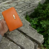 turuncu cüzdan çok bölmeli kapaklı suni deri kadın cüzdan 14 cm thumbnail 5