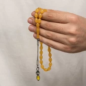 Himarry Gümüş 1000 Ayar Kazaz Püsküllü Sıkma Kehribar Tesbih - 4