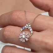 Himarry Gümüş Pembe Dönen Çiçek Kadın Kolye thumbnail 2