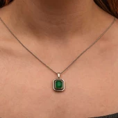 Himarry Gümüş Yeşil Taşlı Otantik Kadın Kolye thumbnail 4