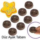 8 Adet Düz Ayak Tabanı Kahverengi Mobilya Masa Sehpa Ayağı Bağlantı Aparatı Plastik - 1