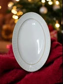 Evmutfak 2 li Gural porselen sedef model 24 cm yaldızlı kayık tabak - 1