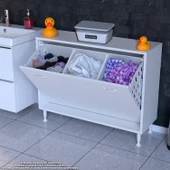 Modilayn SÖKE Banyo İçin Sihirli Kutu 90x75x32,5 cm’ lik 3 Göz Sepet Hazneli  Mini Banyo Dolabı - 1