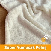 Beylini Kedi Köpek Battaniyesi Premium Peluş Evcil Hayvan Uyku Battaniyesi Yıkanabilir Krem 60x80 - 2