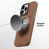 Youngkit Apple iPhone 15 Pro Kılıf Magsafe Şarj Özellikli 360° Standlı Basit Mat Deri Desenli Youngkit Tech Leather Serisi Kapak thumbnail 10