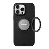 Youngkit Apple iPhone 15 Pro Kılıf Magsafe Şarj Özellikli 360° Standlı Basit Mat Deri Desenli Youngkit Tech Leather Serisi Kapak thumbnail 4