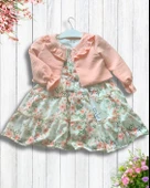 Kız Çocuk Elbise Hırka Tül Altlı Takım (Pudra) thumbnail 2