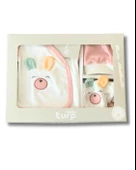 Organik 5 Parça Kulaklı Tavşan Nakışlı Lüx Yenidoğan Hastane Çıkışı Seti thumbnail 2