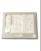 Organik 10 Parça Simli Kelebek Nakışlı Lüx Yenidoğan Hastane Çıkışı Seti thumbnail 2