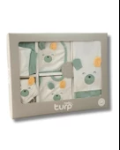 Organik 10 Parça Kulaklı Tavşan Nakışlı Lüx Yenidoğan Hastane Çıkışı Seti - 1