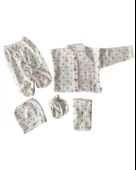 Organik 5 Parça Fitilli Kalp Baskılı Yenidoğan Hastane Çıkışı Seti (Pembe) thumbnail 3