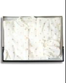 Organik 5 Parça Fitilli Kalp Baskılı Yenidoğan Hastane Çıkışı Seti (Bej) thumbnail 3