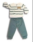 Çizgili Bear Baskılı Erkek Bebek Takım (Yeşil) thumbnail 1