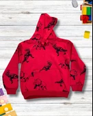 Dinozor Baskılı Kapüşonlu Erkek Çocuk Sweatshirt (Kırmızı) - 3