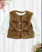 Kız Bebek Aylık Pantolonlu Peluş Yelek Penye Sweat Takım thumbnail 4