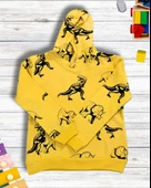 Dinozor Baskılı Kapüşonlu Erkek Çocuk Sweatshirt (Sarı) - 2