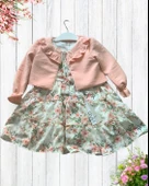 Kız Bebek Elbise Hırka Tül Altlı Takım (Pudra) thumbnail 2