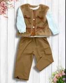 Kız Bebek Aylık Pantolonlu Peluş Yelek Penye Sweat Takım thumbnail 3