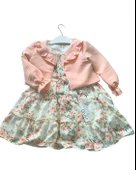 Kız Bebek Elbise Hırka Tül Altlı Takım (Pudra) thumbnail 1