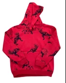 Dinozor Baskılı Kapüşonlu Erkek Çocuk Sweatshirt (Kırmızı) - 1