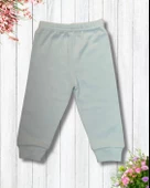 Çiçekli Volanlı Kol Aylık Kız Bebek Takım (Mavi) thumbnail 4