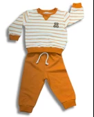 Çizgili Aylık Erkek Bebek Takım (Turuncu) thumbnail 1