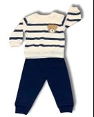 Çizgili Bear Baskılı Erkek Bebek Takım (Lacivert) thumbnail 1