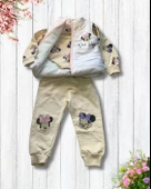 Kız Bebek Minnie Mouse Baskılı Şişme Yelekli Takım (Beyaz) thumbnail 2