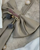 Kız Bebek Aylık Deri Etek Peluş Yelek Penye Sweat Takım thumbnail 5