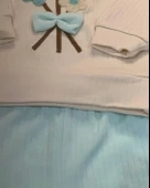 Çiçekli Volanlı Kol Aylık Kız Bebek Takım (Mavi) thumbnail 5