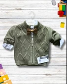 Erkek Bebek Aylık Hırka Gömlek Pantolon ve Papyonlu Takım (Haki) thumbnail 2